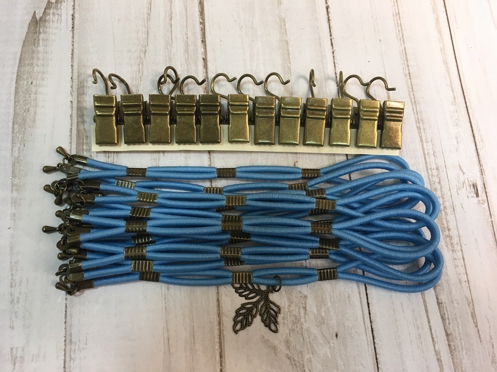 Cornflower Blue Side Tensioners with Charm - Aged Brass Finish